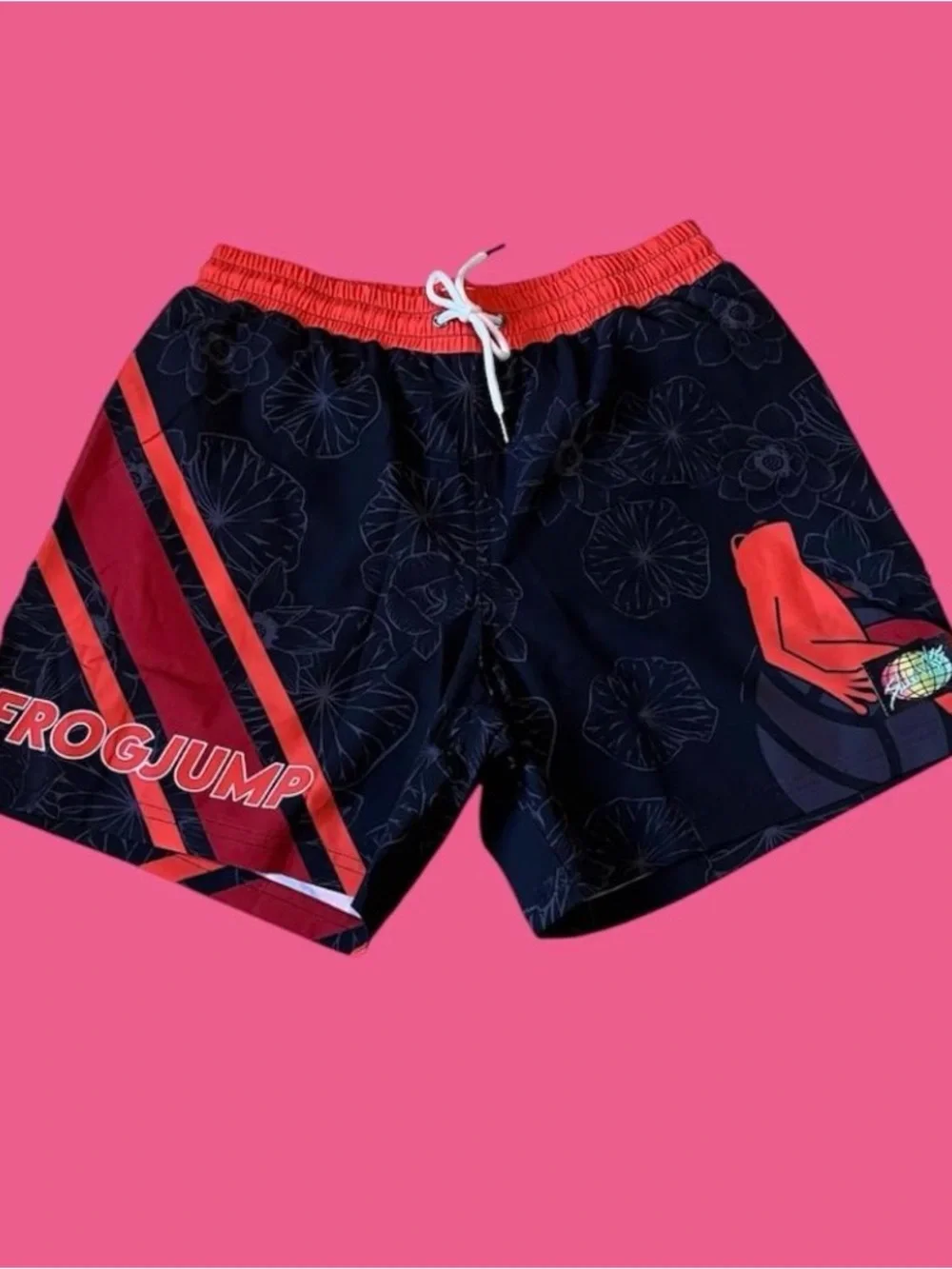 Slunks Men's Super Super Rare Size XL Frog Flower Theme Black And Orange Nwot